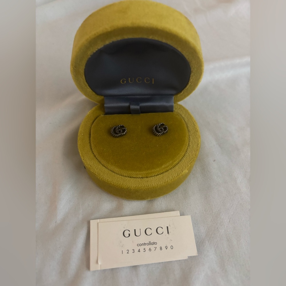 Authentic Gucci Stud Earrings Double G Motif